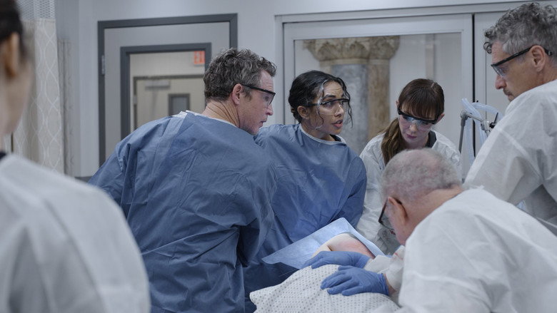 The Pitt team working a trauma bay